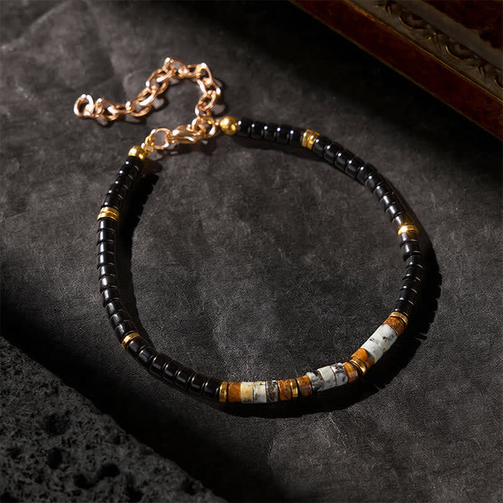 Buddha Stones Black Onyx and Turquoise Protection Round Bead Bracelet - image 2