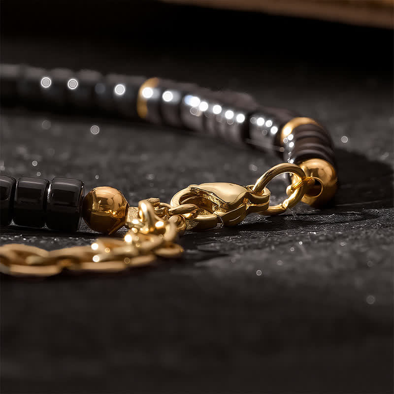 Buddha Stones Black Onyx and Turquoise Protection Round Bead Bracelet - image 5