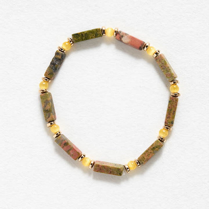 Buddha Stones Unakite Balance Rectangle Beaded Stretch Bracelet - image 4