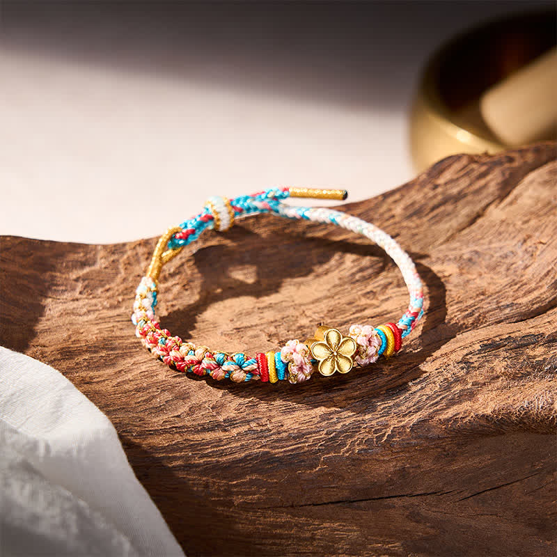 Buddha Stones Hand-Woven Multicolor Peach Blossom Protection Rope Bracelet - image 4