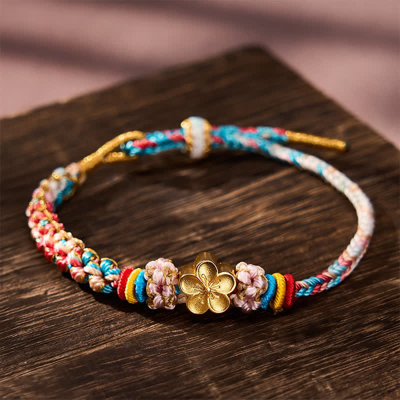 Buddha Stones Hand-Woven Multicolor Peach Blossom Protection Rope Bracelet - image 2