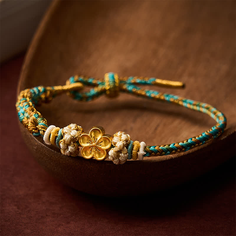 Buddha Stones Hand-Woven Multicolor Peach Blossom Protection Rope Bracelet - image 14