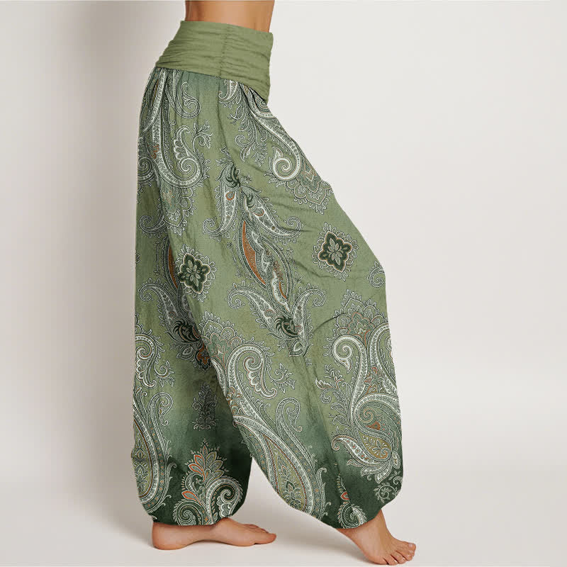 Buddha Stones Cotton Vintage Paisley Mosaic Pattern Women's Elastic Waist Harem Pants - image 6