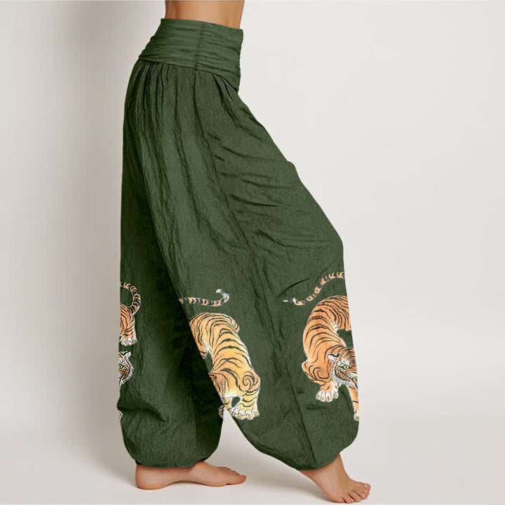 Buddha Stones Cotton Majestic Tiger Pattern Women's Elastic Waist Harem Pants - image 2