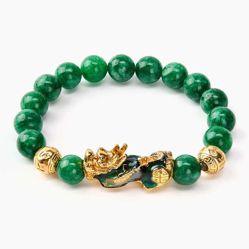 Buddha Stones Natural Cyan Jade Beaded Color Change PiXiu Healing Bracelet - image 4