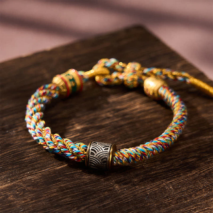 Buddha Stones Hand-Woven Om Mani Padme Hum Five Elements Wuxing Wisdom Tibetan Braided Bracelet - image 44