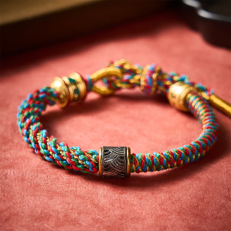Buddha Stones Hand-Woven Om Mani Padme Hum Five Elements Wuxing Wisdom Tibetan Braided Bracelet - image 2