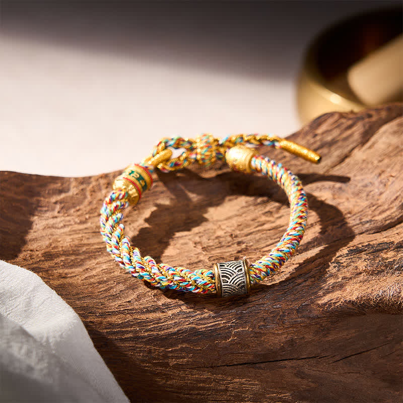 Buddha Stones Hand-Woven Om Mani Padme Hum Five Elements Wuxing Wisdom Tibetan Braided Bracelet - image 43