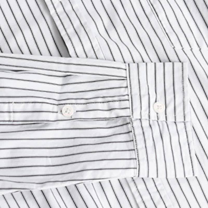 Buddha Stones Spring Fall Casual Button-Up Striped Cotton Men's Long Sleeve Shirts With Pocket - image 11