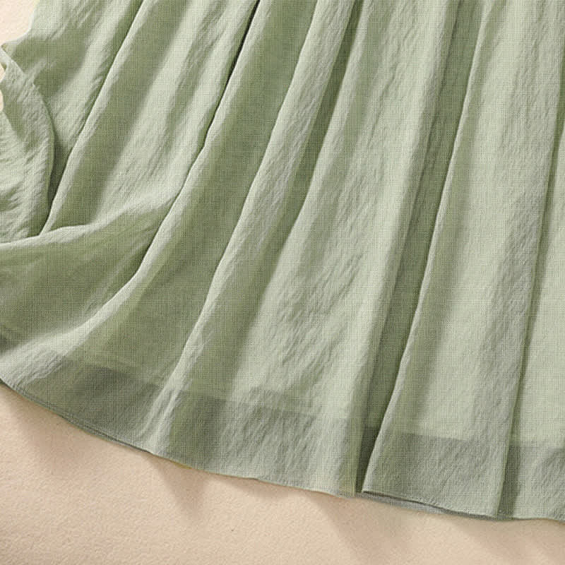 Buddha Stones Casual Contrasting Color Pleated Lace-Up Design Women's 7-8 Length Skirt - image 30