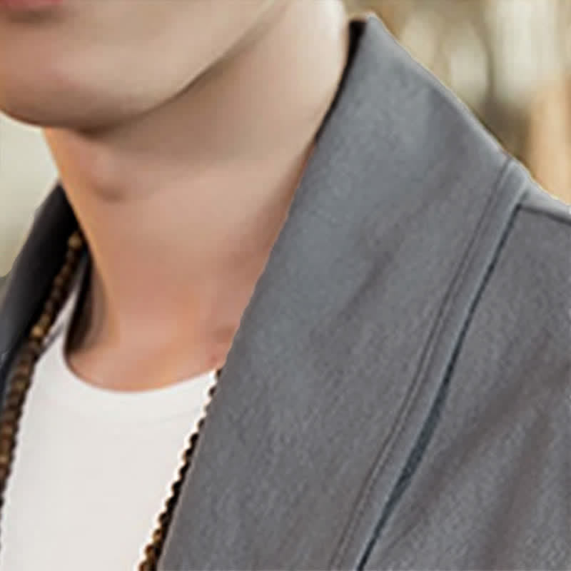 Buddha Stones Spring Fall Casual Minimalist Solid Men's Kimono - image 12