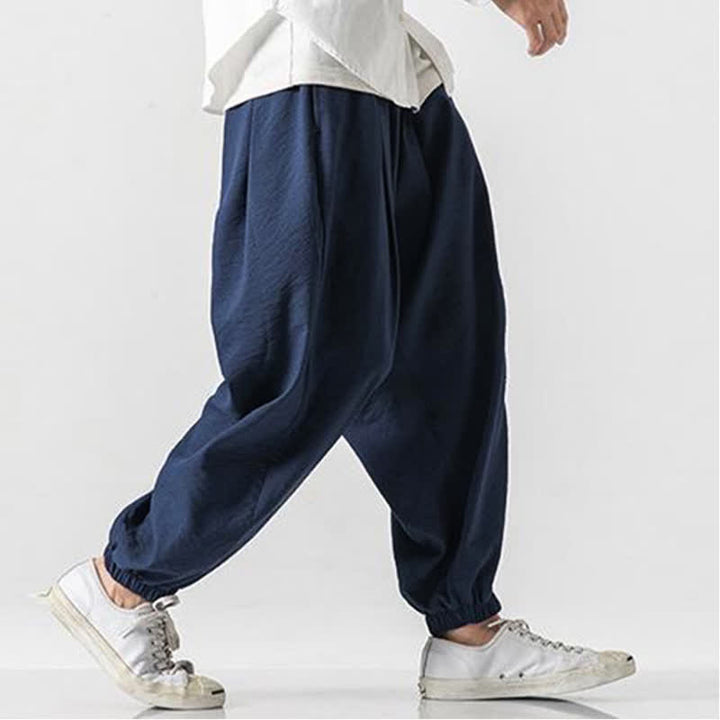 Buddha Stones Spring Summer Casual Drawstring Solid Cropped Pants Men's Tapered Pants With Pocket - image 12