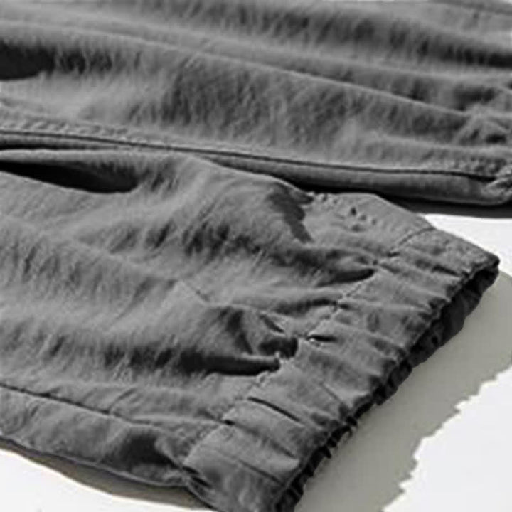 Buddha Stones Spring Summer Casual Drawstring Solid Cropped Pants Men's Tapered Pants With Pocket - image 29