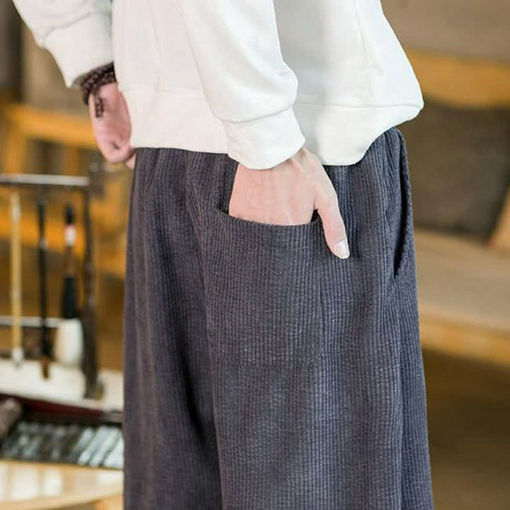 Buddha Stones Fall Winter Casual Minimalist Drawstring Solid Ankle Pants Men's Tapered Pants With Pocket - image 6