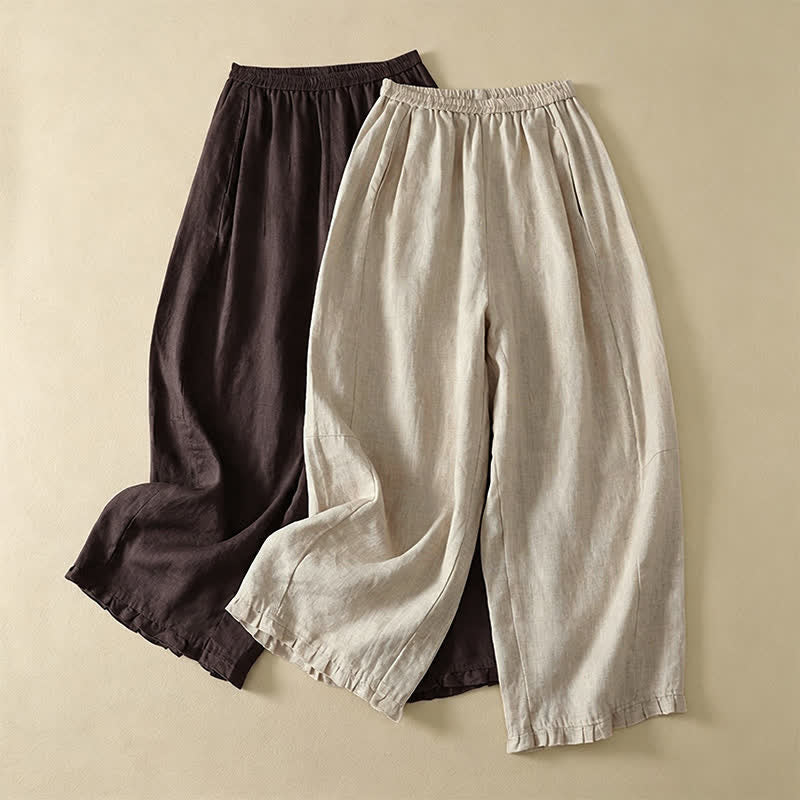 Buddha Stones Spring Summer Basic Simple Solid Ankle Pants Women's Straight Leg Pants With Pockets - image 9