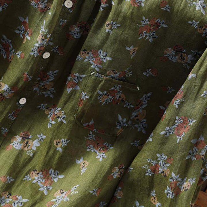 Buddha Stones Spring Summer Vintage Button-Up Floral Women's Long Sleeve Shirts With Pocket - image 13