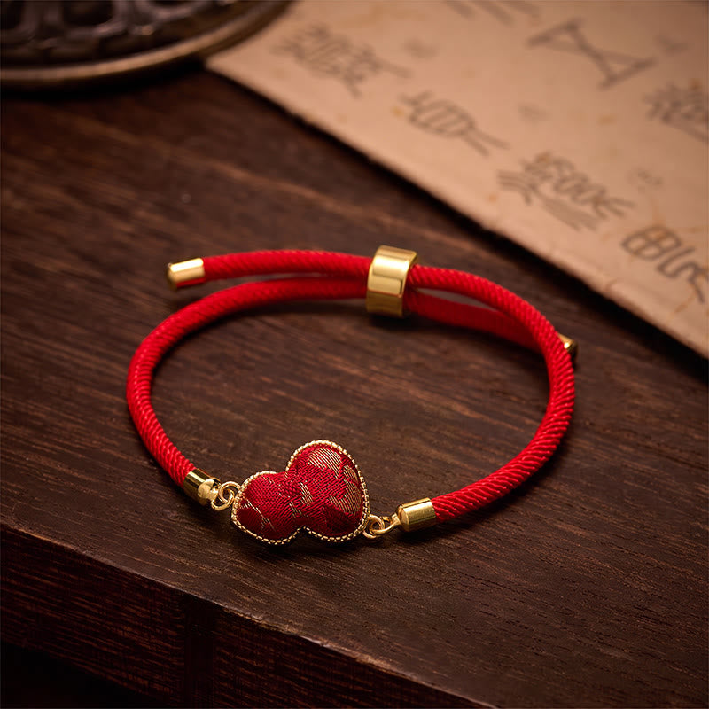 Buddha Stones Red String Song Brocade Gourd Protection Bracelet - Song brocade(Same Color Tone – Pattern Varies) - image 0