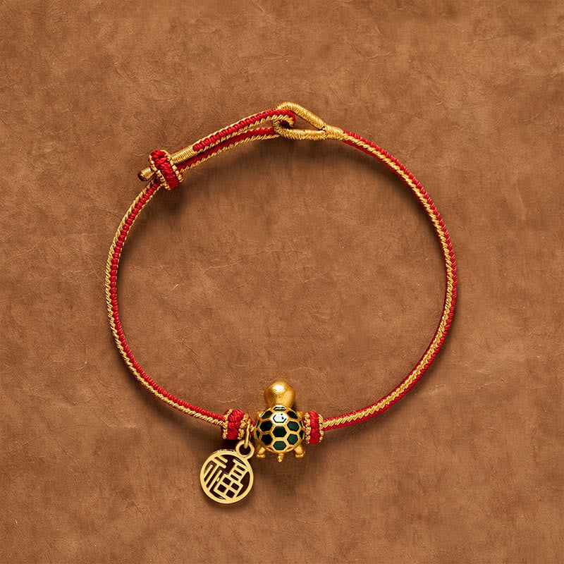 Buddha Stones Red String Copper Fu Character Turtle Braided Luck Bracelet - Red String(Wrist Circumference: 5.9–7.1 in/15–18 cm) - image 0