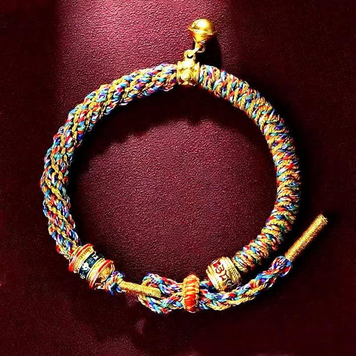Buddha Stones Tibetan Om Mani Padme Hum Red String Protection Bracelet - image 1