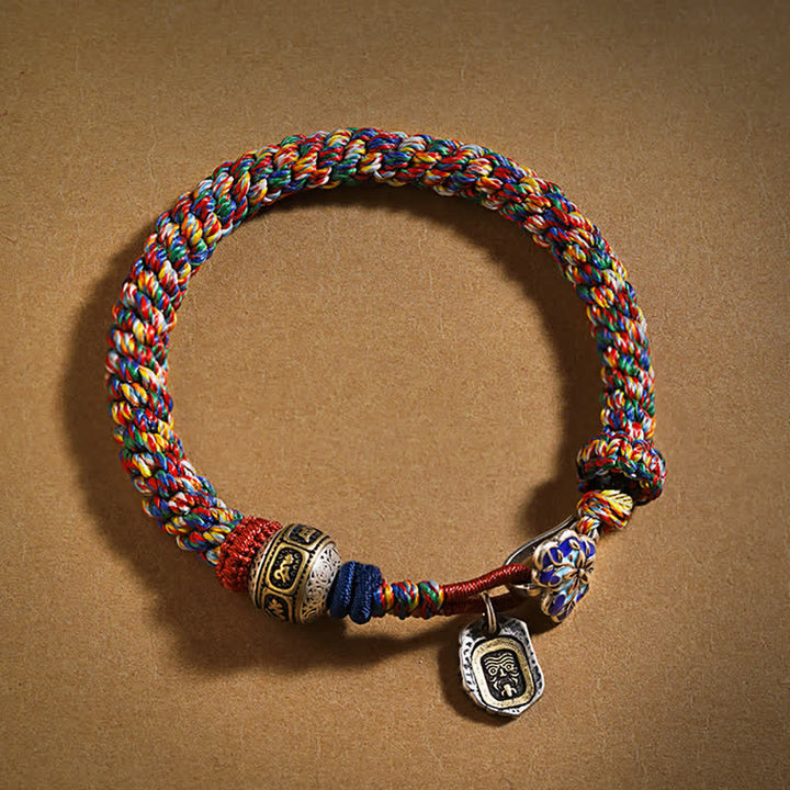 Buddha Stones Tibetan Braided Rope Zakiram Om Mani Padme Hum Peace Bracelet - 6.3–6.7 in (16–17 cm) - image 0
