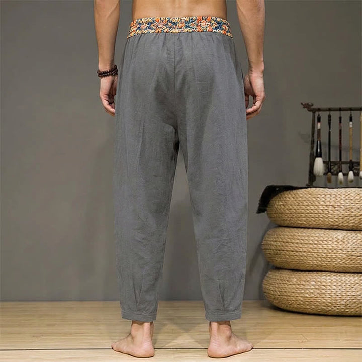 Buddha Stones Spring Summer Casual Boho Drawstring Geometric Elastic Waist Long Pants Men's Tapered Pants With Pockets - image 25