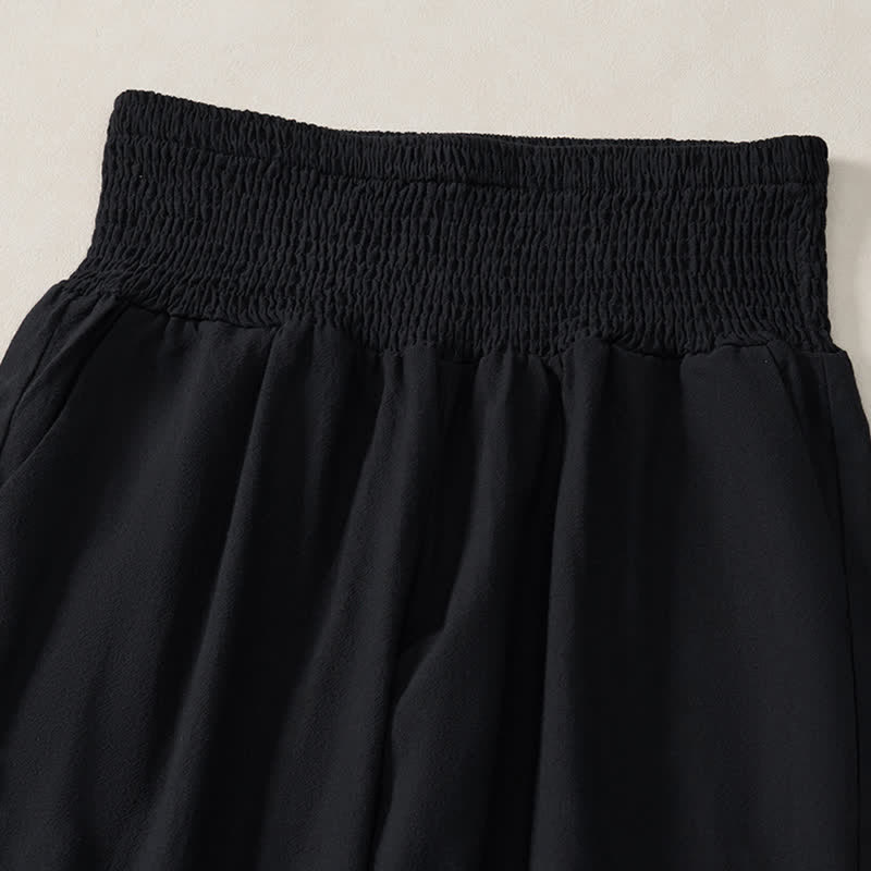 Buddha Stones Spring Summer Casual Boho Solid Ruffled Hems Design Ankle Pants Women's Straight Leg Pants With Pockets - image 12