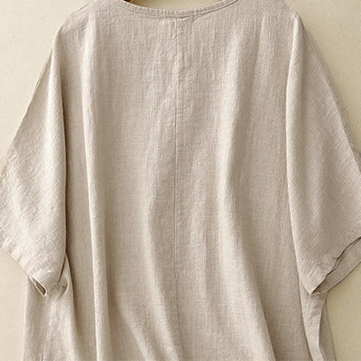 Buddha Stones Casual Plain  Women's Crew Neck Design Loose Half Sleeve T-shirt - image 3