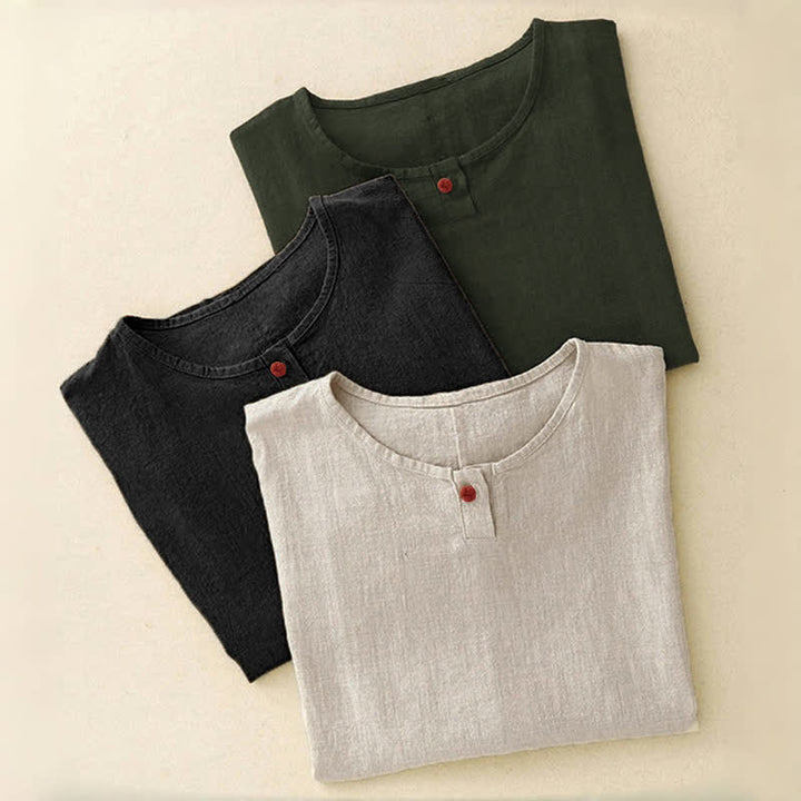 Buddha Stones Casual Plain  Women's Crew Neck Design Loose Half Sleeve T-shirt - image 26