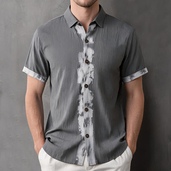 Buddha Stones Summer Casual Boho Tie-Dye Solid Men's Short Sleeve Shirts - Gray - US/UK/AU42, EU52 (3XL) - image 16