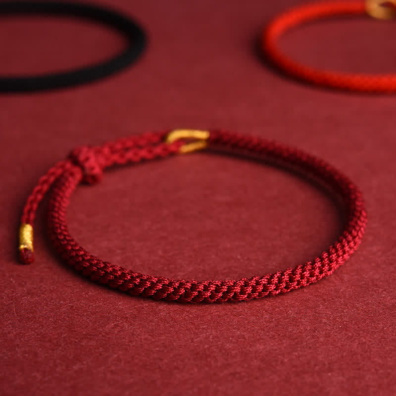 Buddha Stones Red String Hand-Woven Adjustable Protection Bracelet - Dark Red - image 0