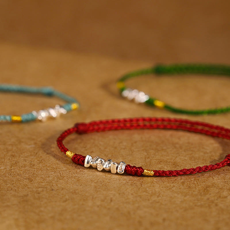 Buddha Stones 925 Sterling Silver String Protection Luck Ultra-Thin Braided Bracelet Anklet - image 16