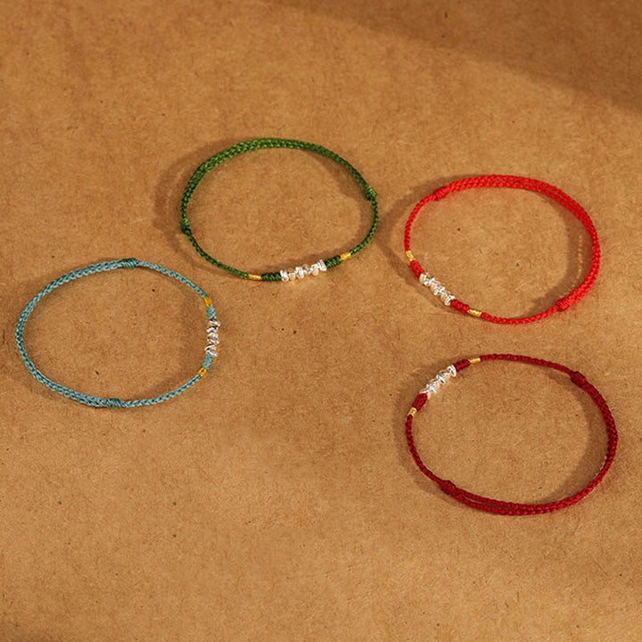 Buddha Stones 925 Sterling Silver String Protection Luck Ultra-Thin Braided Bracelet Anklet - image 17