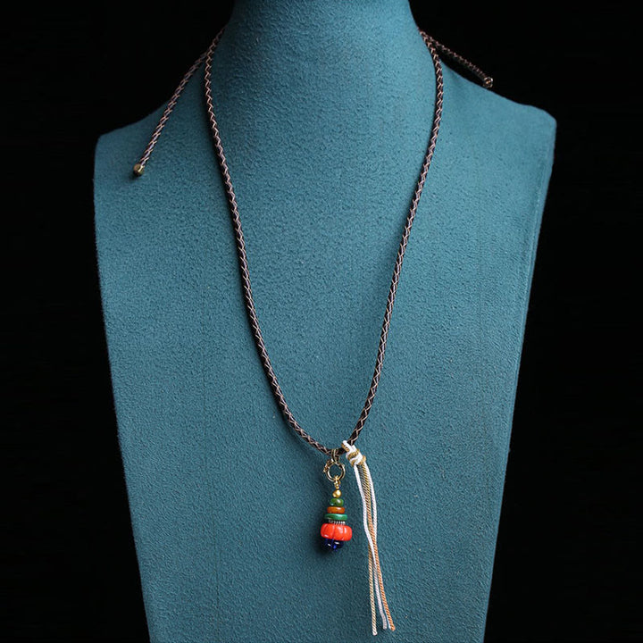 Buddha Stones Mani Stone Heap Design Liuli Bead Tibetan Protection Pendant Necklace - image 5