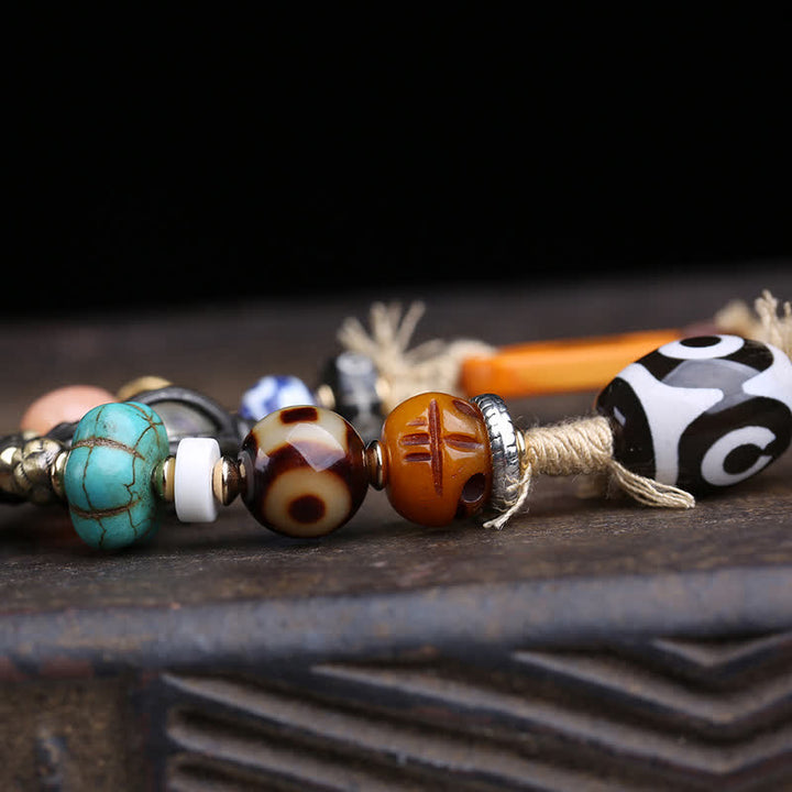 Buddha Stones Tibetan Three-Eye Dzi Bead Vajra Luck Necklace - image 5