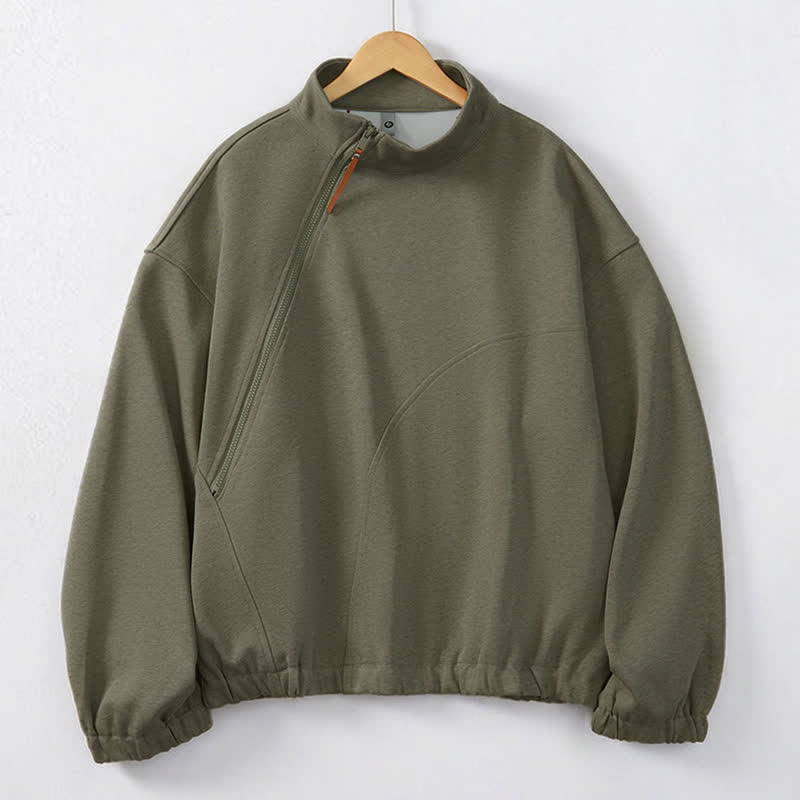 Buddha Stones Fall Winter Casual Minimalist Quarter Zipper Solid Men's Sweatshirts With Pocket - OliveDrab - US/UK/AU44, EU54 (2XL) - image 0