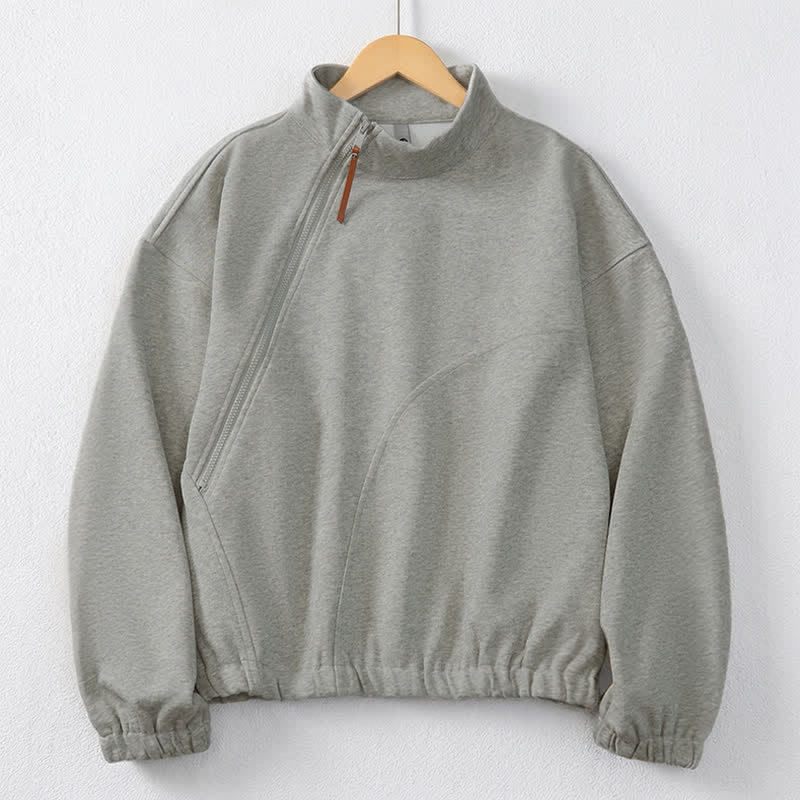 Buddha Stones Fall Winter Casual Minimalist Quarter Zipper Solid Men's Sweatshirts With Pocket - Silver - US/UK/AU44, EU54 (2XL) - image 8