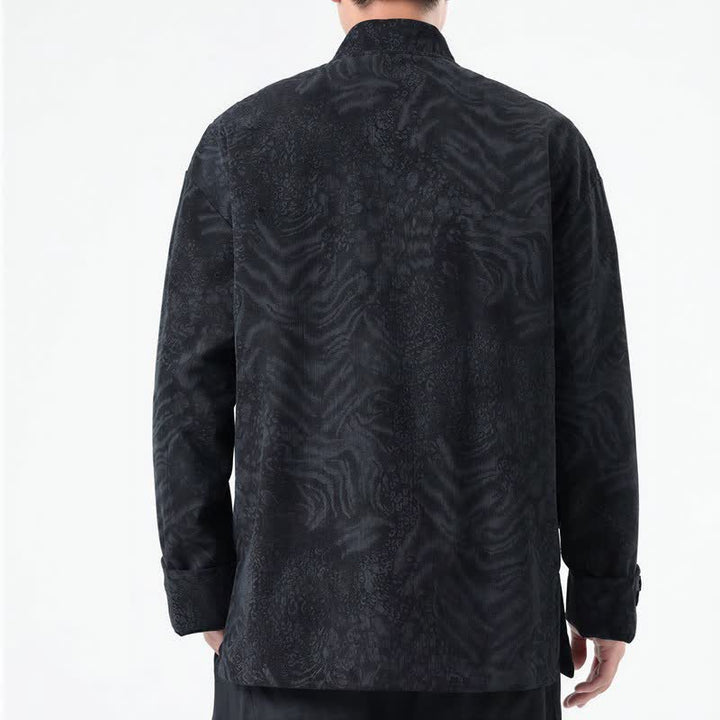 Buddha Stones Fall Winter Retro Tang Style Patch Pocket Abstract Corduroy Men's Jackets With Pocket - image 10