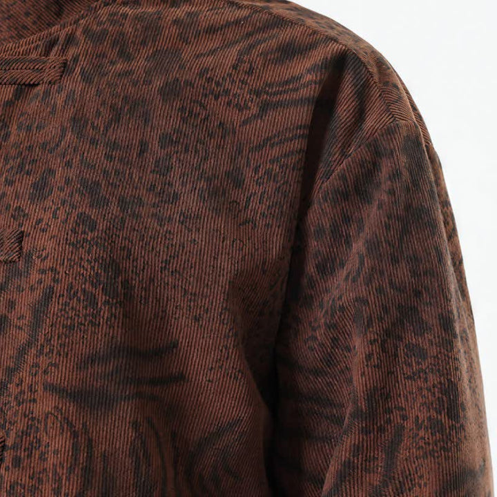 Buddha Stones Fall Winter Retro Tang Style Patch Pocket Abstract Corduroy Men's Jackets With Pocket - image 5