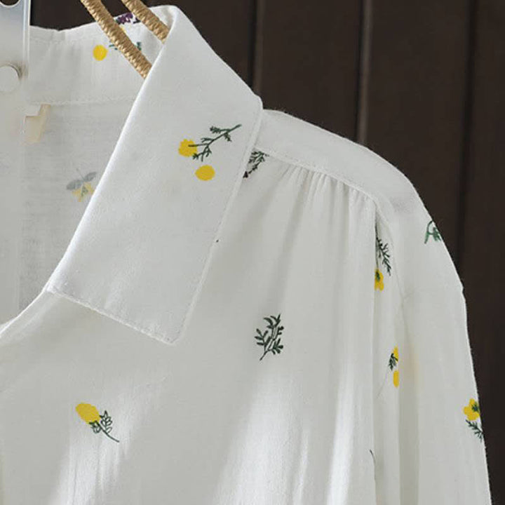 Buddha Stones Spring Fall Casual Button-Up Floral Women's Long Sleeve Shirts With Pocket - image 3