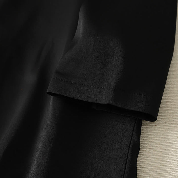 Buddha Stones Spring Fall Tang Style Elegant Mandarin Collar Side Slit Solid Women's Long Sleeve Dresses - image 5