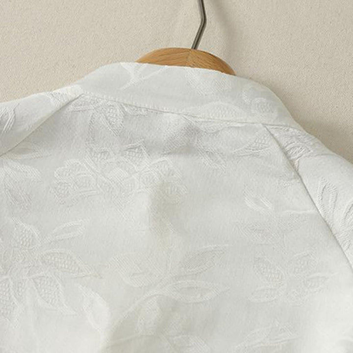 Buddha Stones Spring Fall Tang Style Vintage Frog Button Solid Women's Long Sleeve Shirts - image 3