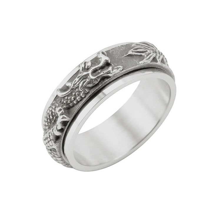 Buddha Stones Dragon Titanium Steel Stimulation Rotatable Ring - Black - US11 - image 15