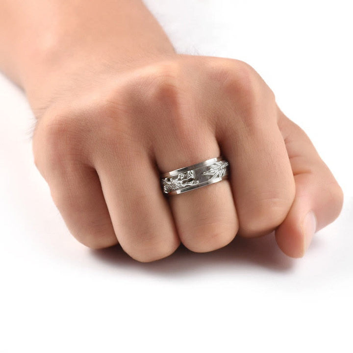 Buddha Stones Dragon Titanium Steel Stimulation Rotatable Ring - image 17