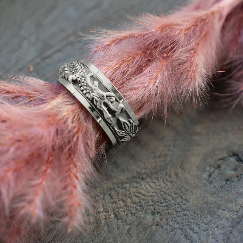 Buddha Stones Dragon Titanium Steel Stimulation Rotatable Ring - image 18