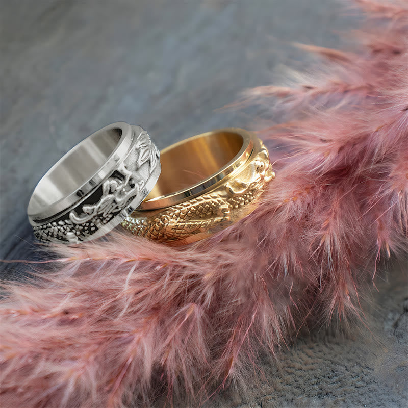 Buddha Stones Dragon Titanium Steel Stimulation Rotatable Ring - image 11