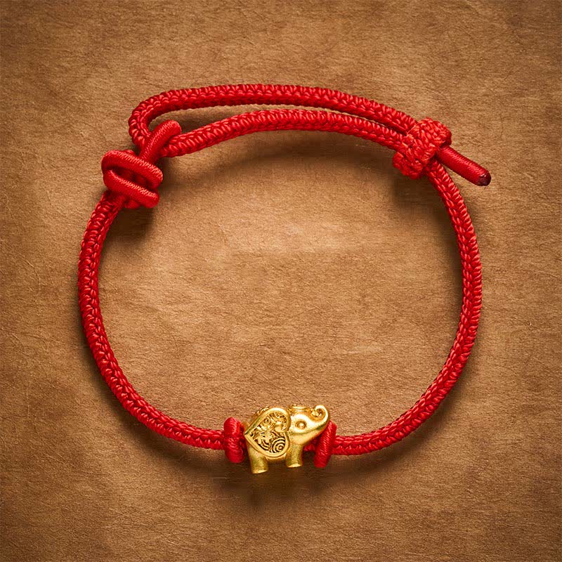 Buddha Stones Elephant Red String Copper Strength Bracelet - image 2