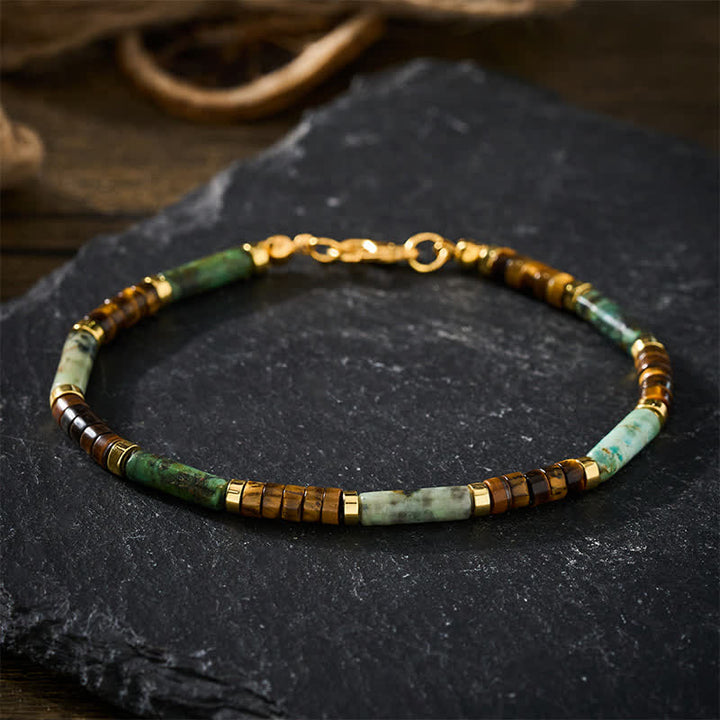 Buddha Stones Green Agate Tiger Eye Hematite Support Beaded Bracelet - image 2