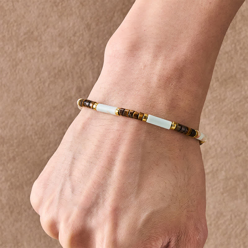 Buddha Stones Red Network Stone Tiger Eye Barrel Beads Confidence Bracelet - image 4
