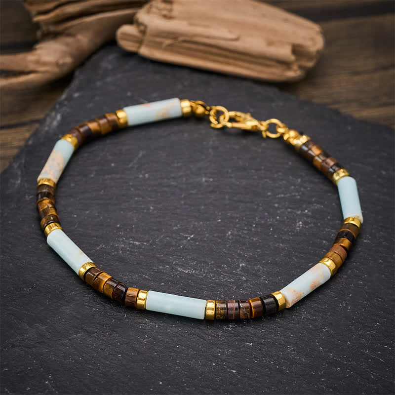 Buddha Stones Red Network Stone Tiger Eye Barrel Beads Confidence Bracelet - image 3