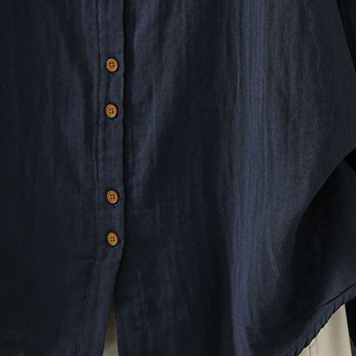 Buddha Stones Spring Casual Vintage Button-Up Contrast Collar Women's Long Sleeve Shirts - image 11